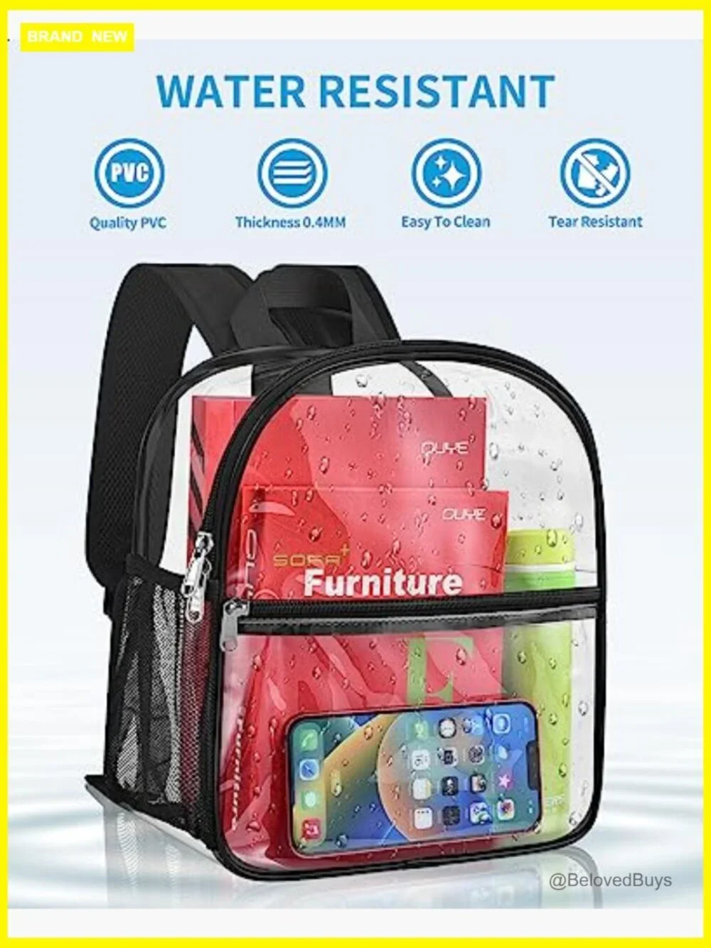 Clear Backpack Stadium Approved 12x12x6 Padded Straps School Concert Event